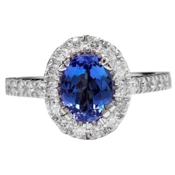 2.30 Ct Tanzanite & Diamond 14KW Gold Ring